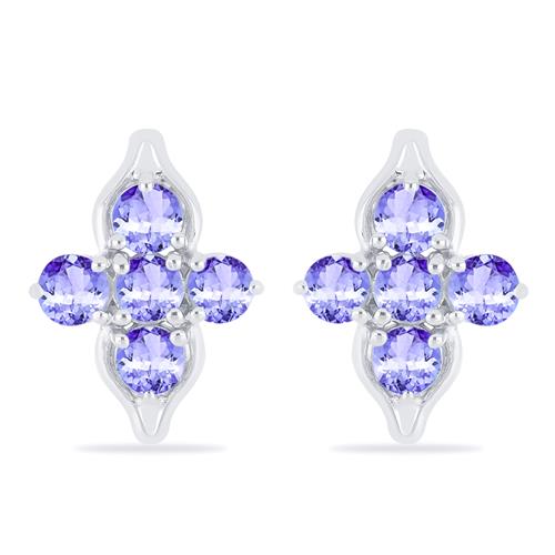 BUY REAL TANZANITE GEMSTONE CLUSTER EARRINGS IN 925 SILVER 